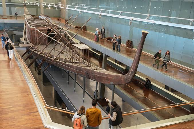Khufu Solar Boat displayed at the Grand Egyptian Museum