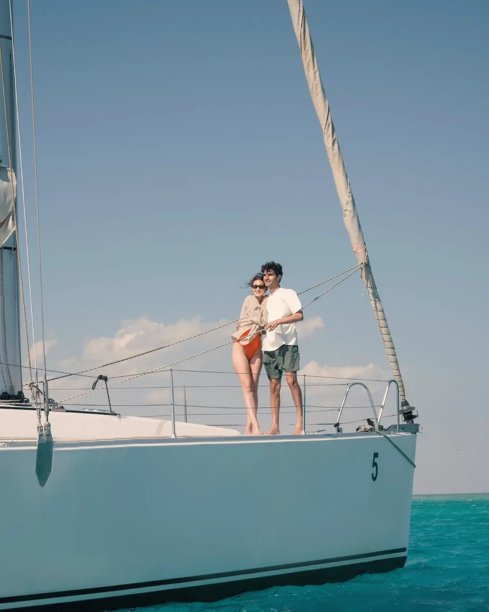 Honeymoon couple enjoying the Red Sea in El Gouna