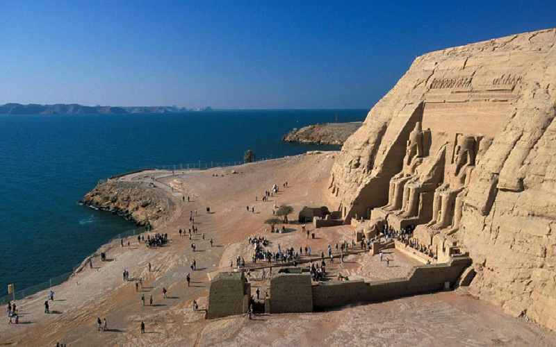 Lake Nasser landscape beside Abu Simbel in southern Egypt