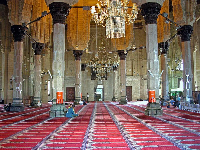 Prayer hall inside Abu al-Abbas al-Mursi Mosque
