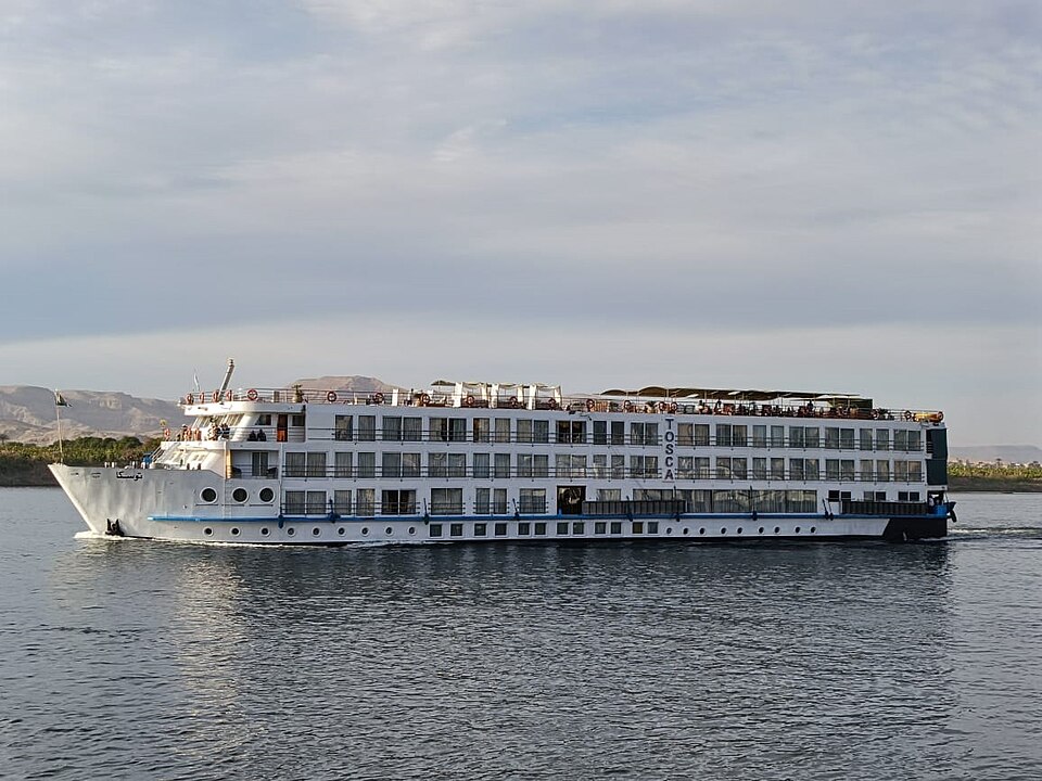 Nile cruise ship sailing between Luxor and Aswan, Egypt