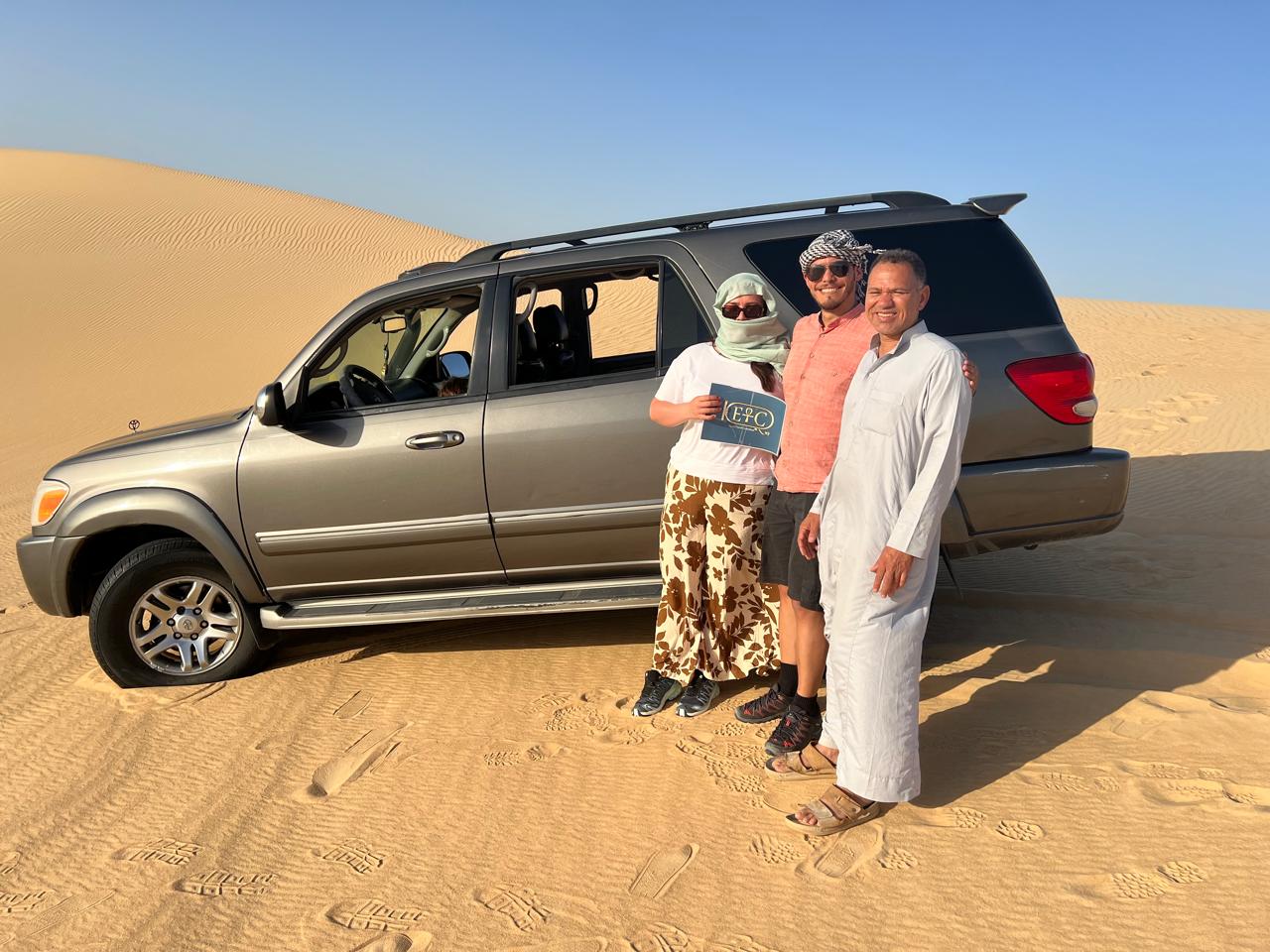 Egypt Travel Consultant guests enjoying a private desert safari with their local guide